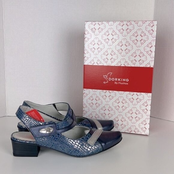 Nib - Dorking Tucan Heel, Sling Back - Navy Blue. Size: 37. - Picture 1 of 15